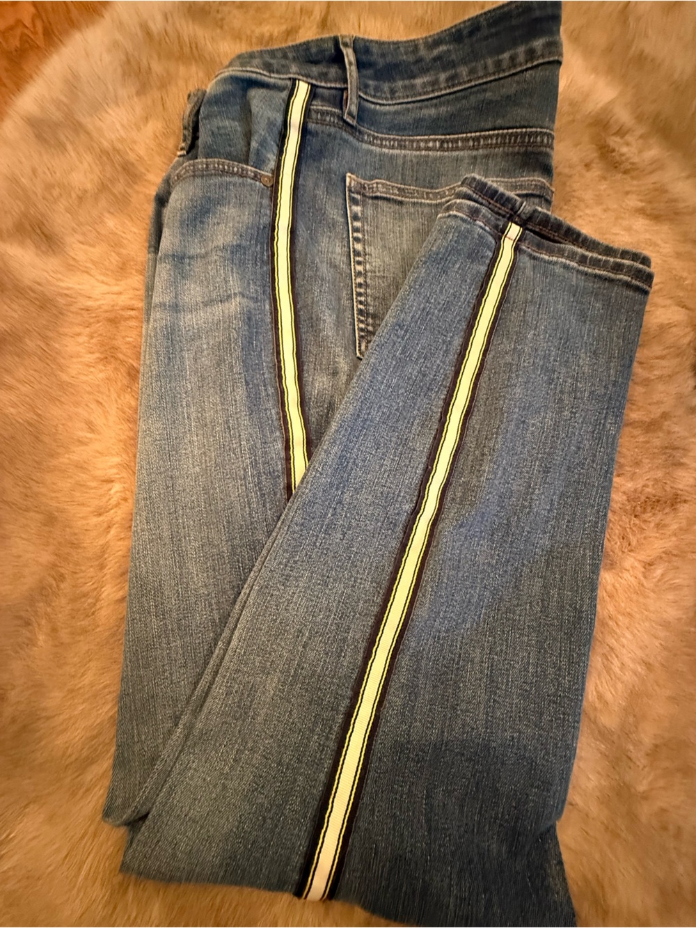 Ann Taylor Loft Blue Side-Stripe Skinny Stretch Jeans
